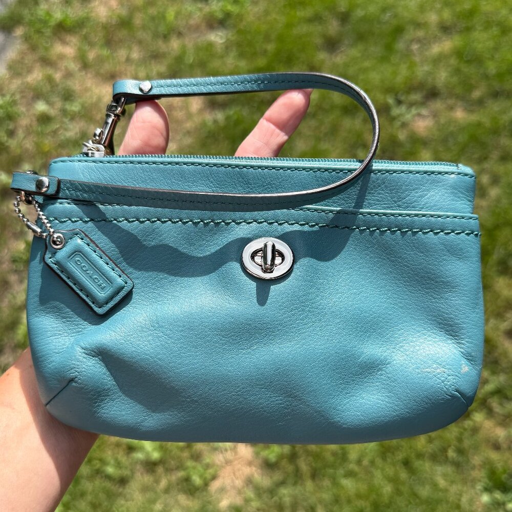Vintage Coach Wristlet Wallet in Glacier or Ocean